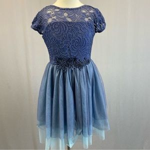 Weissman blue dance costume dress lace size youth medium
